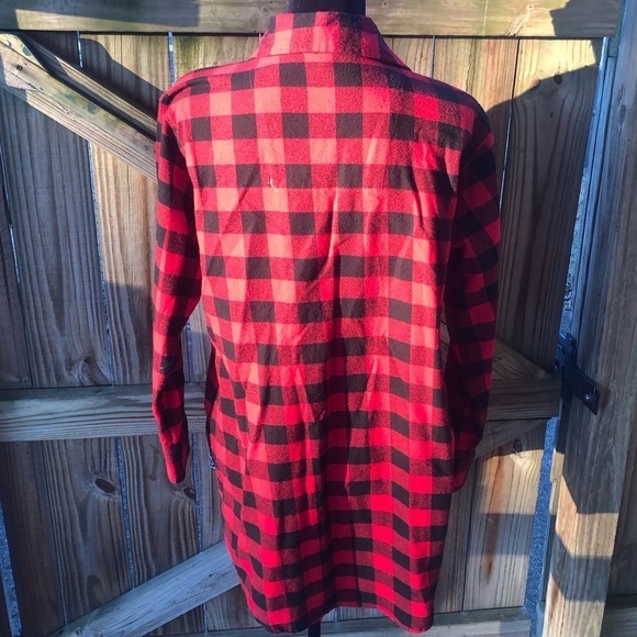 Lazy One Red & Black Lumberjack Plaid Flannel Cotton Moose Nightshirt Size S/M - Picture 3 of 6